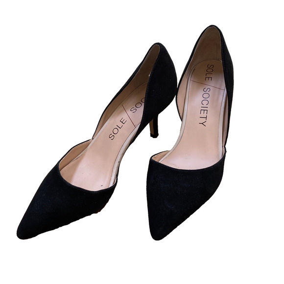 Sole Society Jenn Sexy Black Faux Suede D’Orsay High Heels Dressy Shoes US 9.5M - Picture 4 of 9